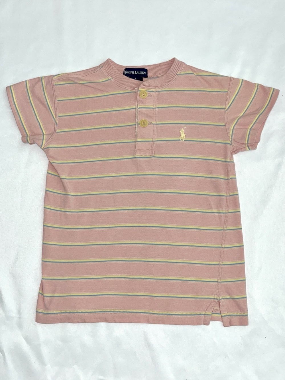 Ralph Lauren 90s Henley Striped Cream Vintage Polo Shirt 12-18M